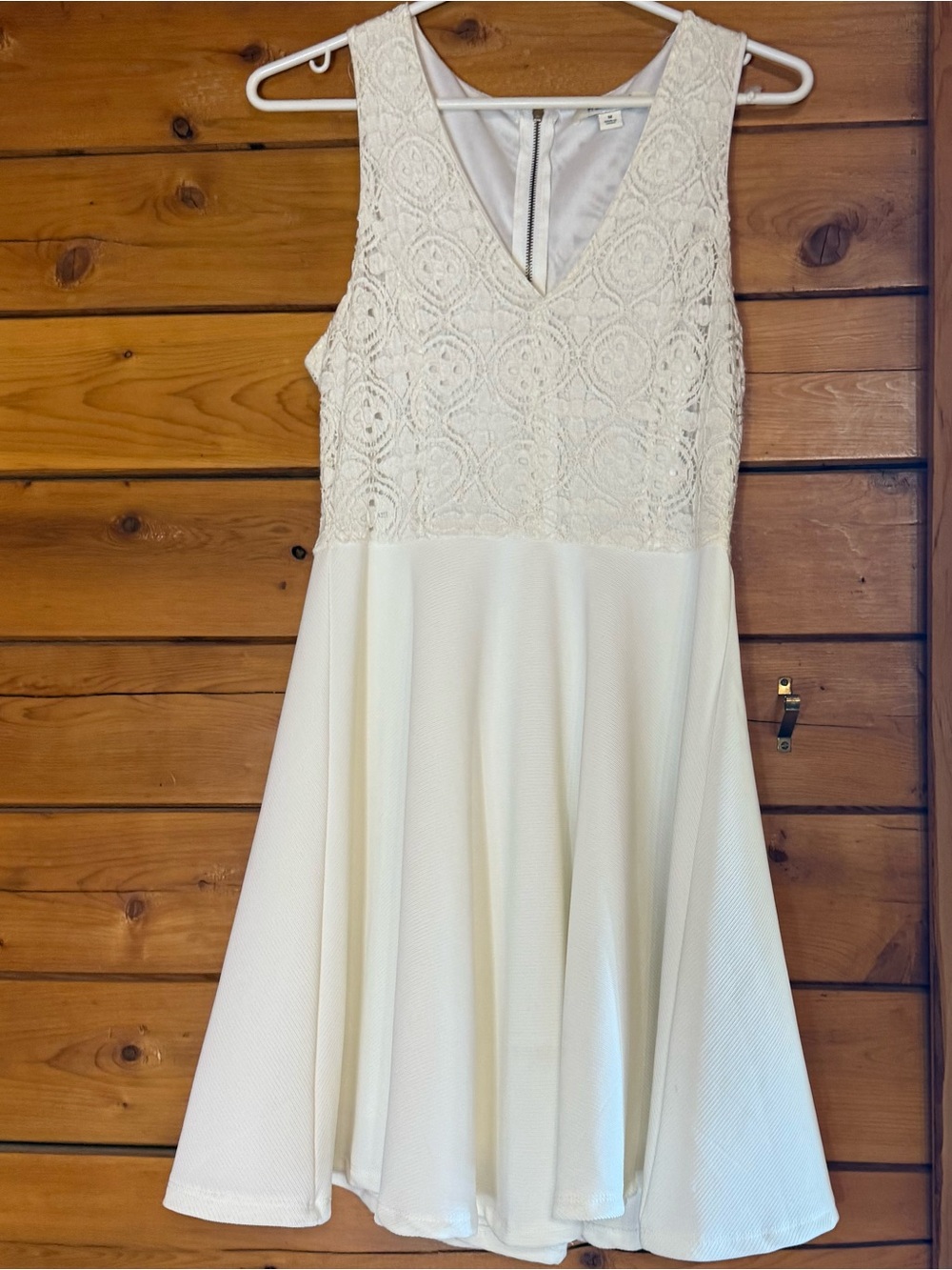 Francesca's Collections Ivory Lace Fit & Flare Mini Dress